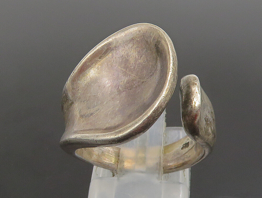 925 Sterling Silver  Vintage Unique Minimalist Concave Wrap Ring Sz 7  RG25269
