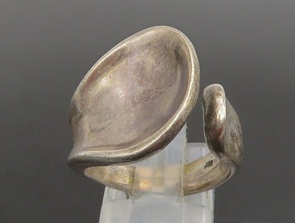 925 Sterling Silver  Vintage Unique Minimalist Concave Wrap Ring Sz 7  RG25269