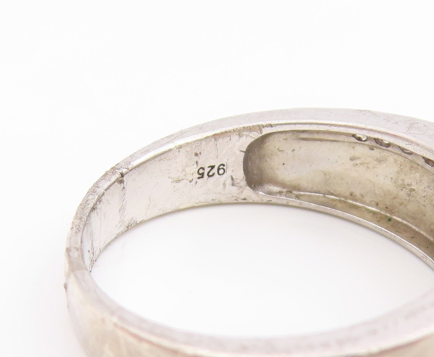 925 Sterling Silver Vintage Ring Round CZ Wavy Channel Set Band  Sz 10  RG34543