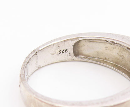 925 Sterling Silver Vintage Ring Round CZ Wavy Channel Set Band  Sz 10  RG34543