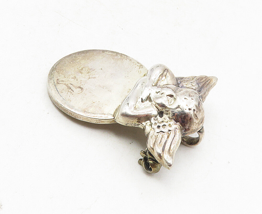 925 Sterling Silver  Vintage Shiny Baby Angel Smooth Brooch Pin  BP3521