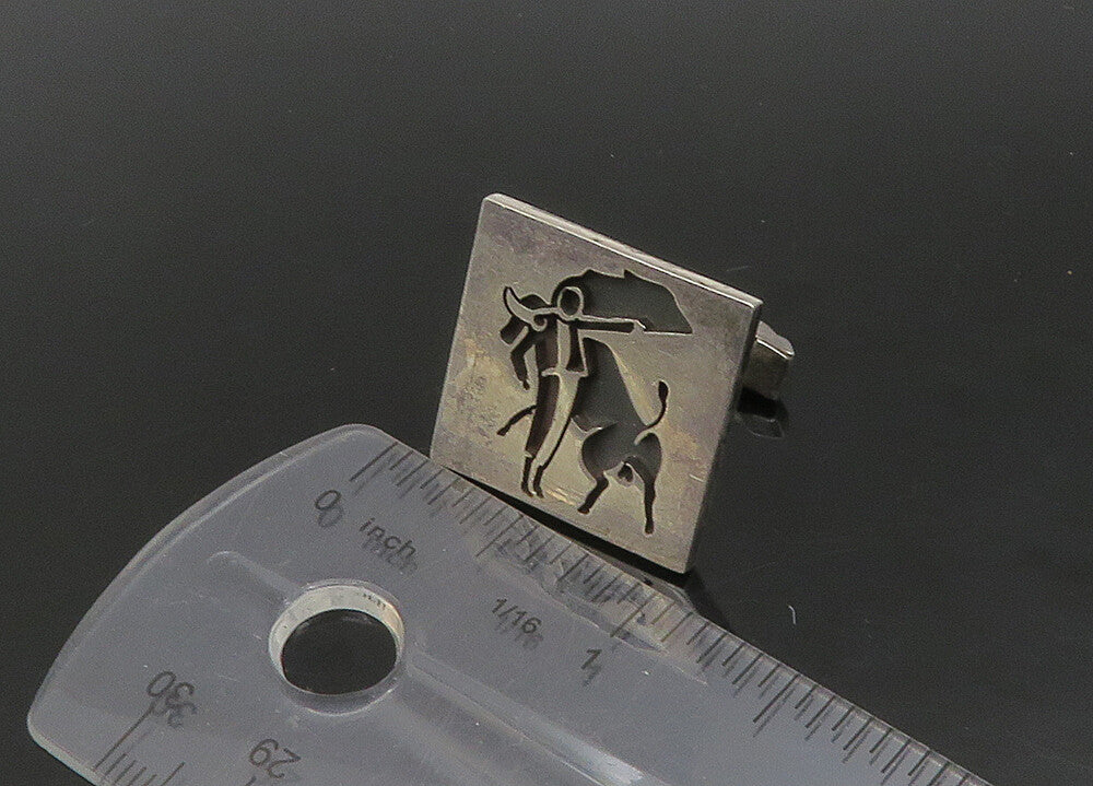 MARGARITA MEXICO 925 Sterling Silver Vintage Bull Fighter Motif Cufflinks TR3149