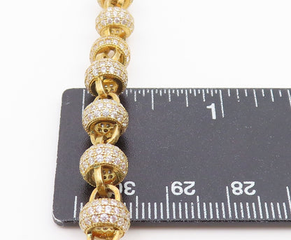 925 Sterling Silver Vintage Necklace Gold Plated CZ Cosmic Orb Chain  NE4931