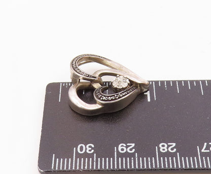 925 Sterling Silver  Vintage Genuine Diamond Love Heart Pendant  PT16801
