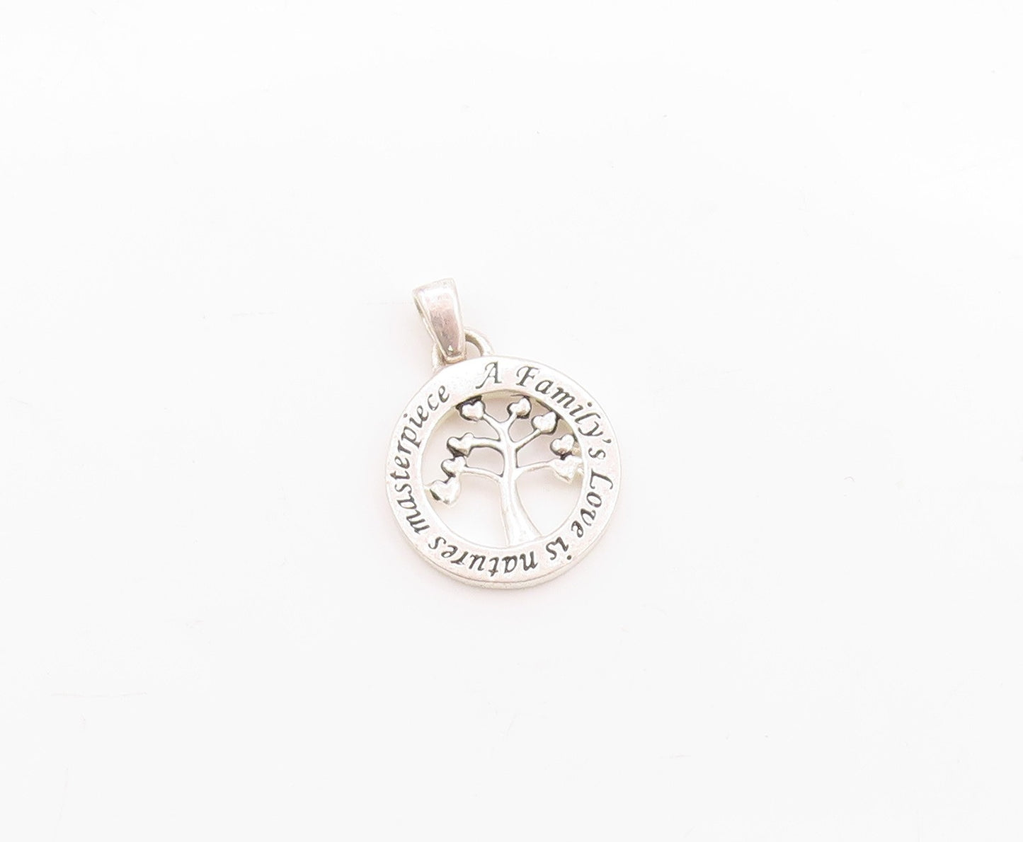 925 Sterling Silver Vintage Pendant Modernist Family love Tree Cutout  PT24669