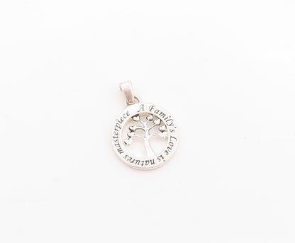 925 Sterling Silver Vintage Pendant Modernist Family love Tree Cutout  PT24669