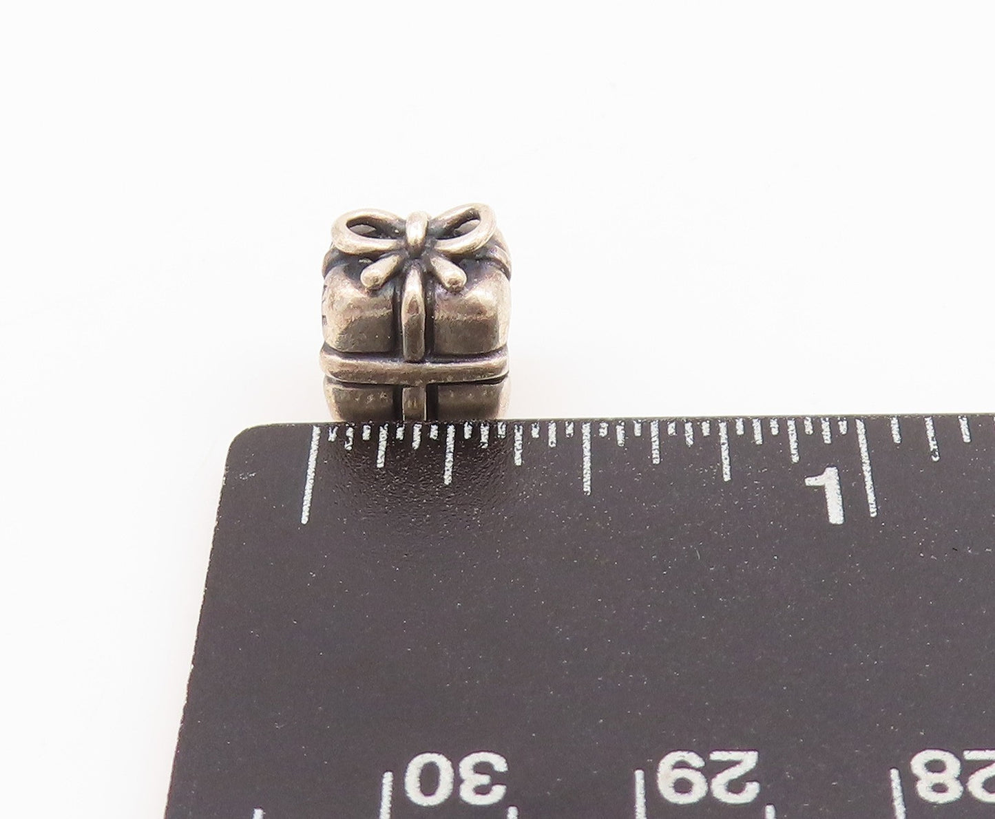 925 Sterling Silver Vintage Pendant PANDORA Mini Carved Gift Box Charm  PT24255
