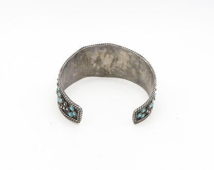 925 Sterling Silver  Vintage Antique Turquoise Ornate Cuff Bracelet  BT7500
