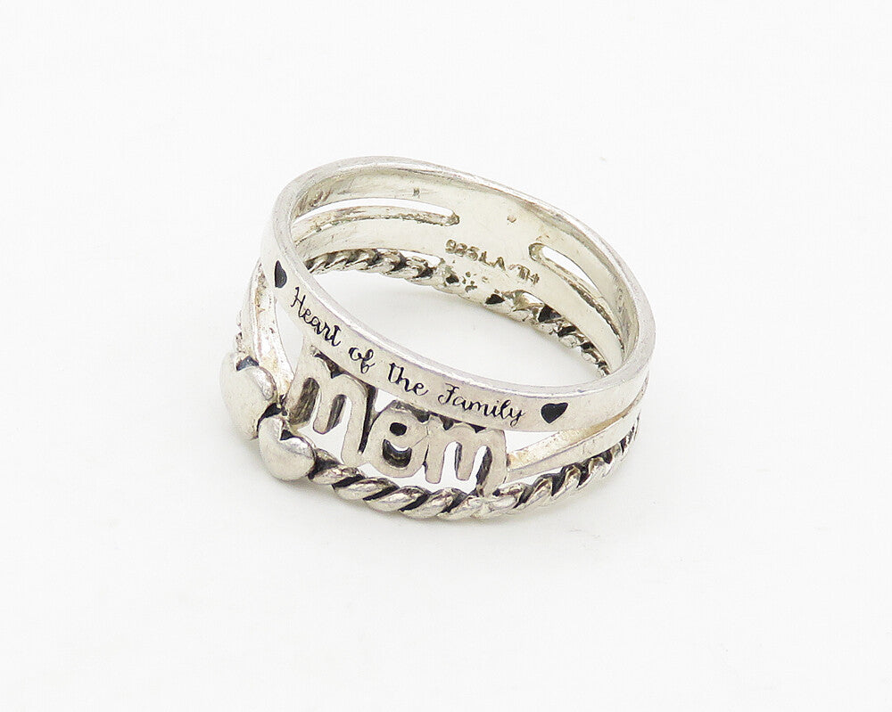 925 LA Sterling Silver  Vintage Shiny Mom Love Twist Band Ring Sz 7  RG19784