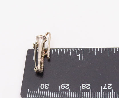 925 Sterling Silver Vintage Brooch Pin TOUCH Miniature Trombone Design  BP12294