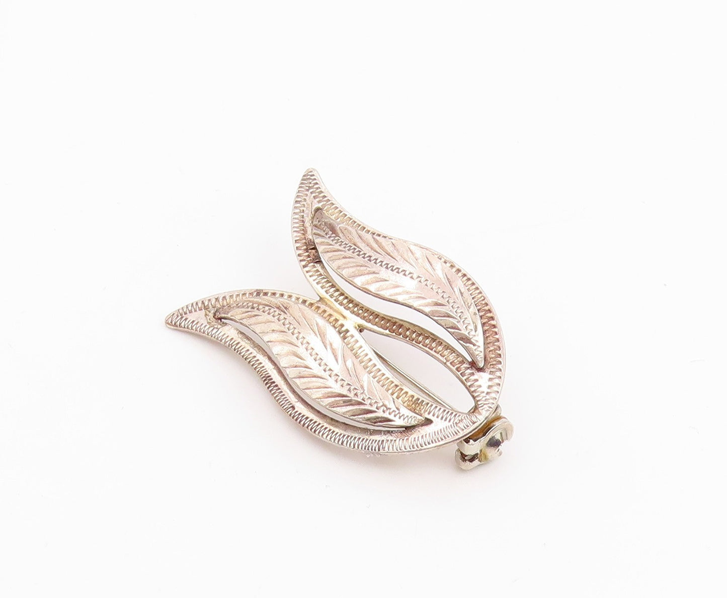 AARRE & KOGH DENMARK 925 Silver Vintage Shiny Floral Leaf Brooch Pin  BP7800