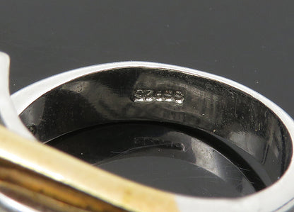 925 Silver  Vintage Sparkling Cubic Zirconia 2 Tone Band Ring Sz 9  RG20917