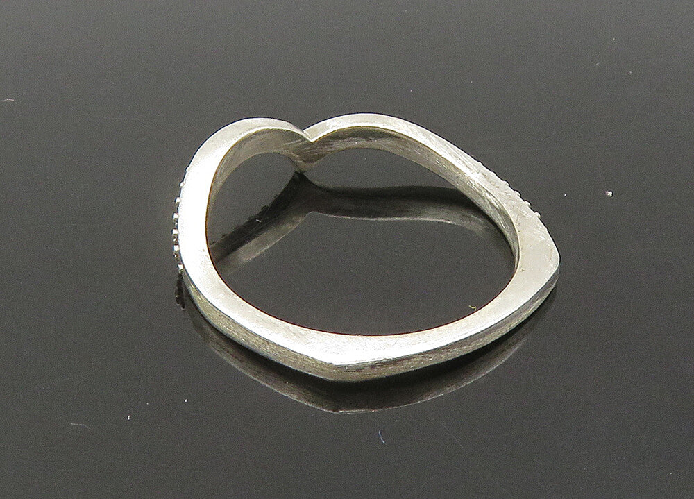 925 Sterling Silver  Vintage Shiny Pointed Design Band Ring Sz 7  RG22175