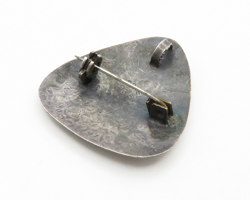 ISRAEL 925 Sterling Silver  Vintage  Dark Tone Hammered Brooch Pin  BP5669