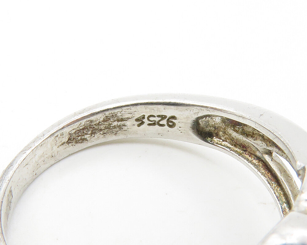 925 Sterling Silver  Genuine Diamonds Shiny Love Heart Band Ring Sz 7  RG14303