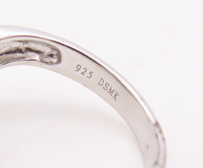 925 Sterling Silver Vintage Ring Designer Sapphire Spiral CZ Inlay Sz 7  RG30892