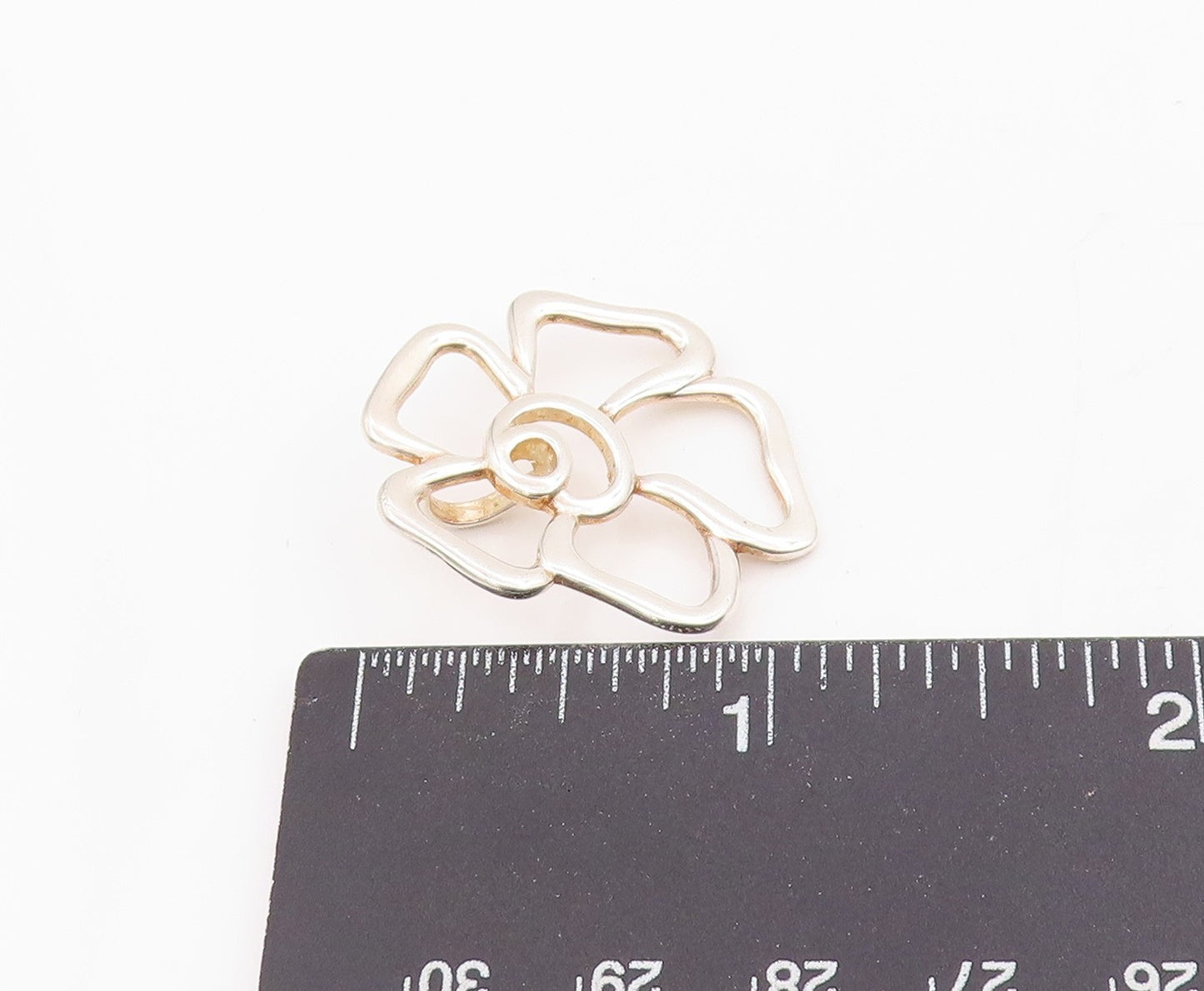 925 Sterling Silver Vintage Pendant Modernist Daisy Flower Outline  PT25652