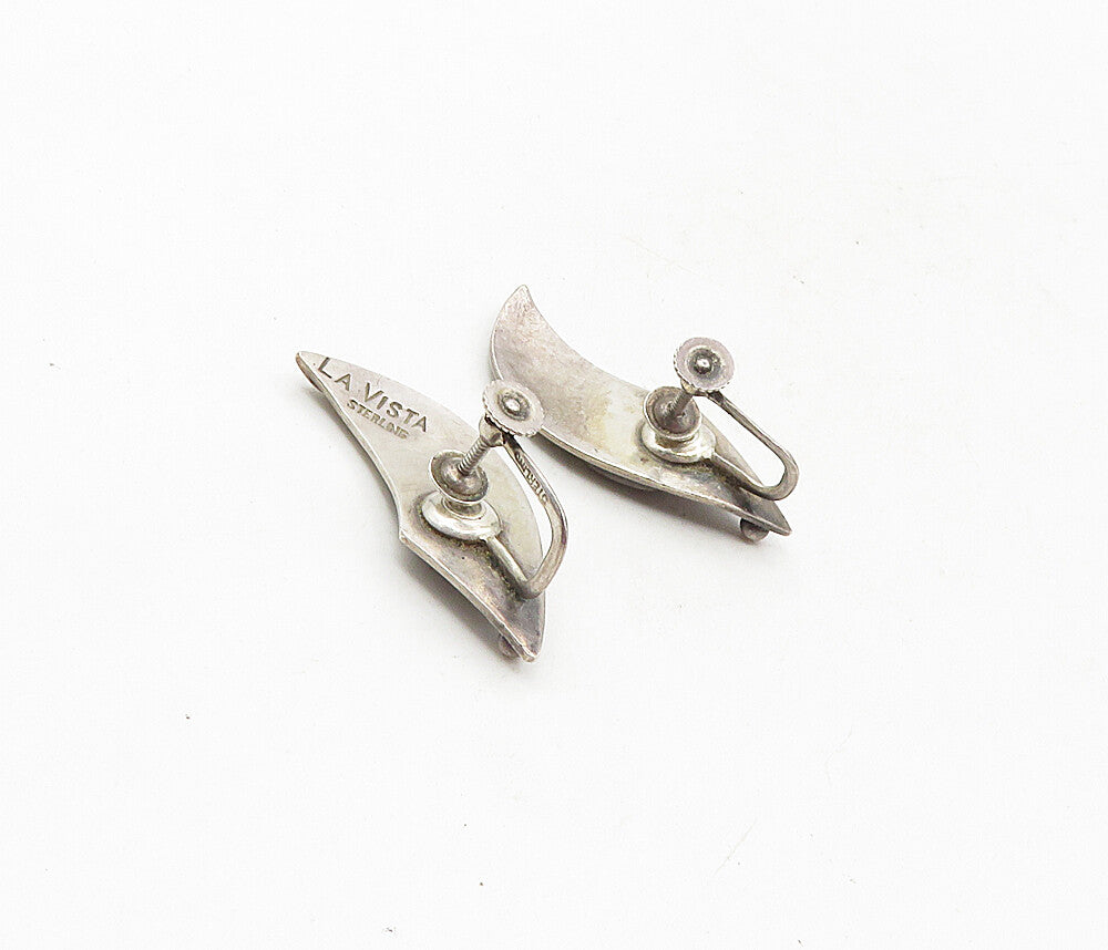 LA VISTA 925 Silver  Vintage Blue Jasper Oxidized Non Pierce Earrings  EG4810