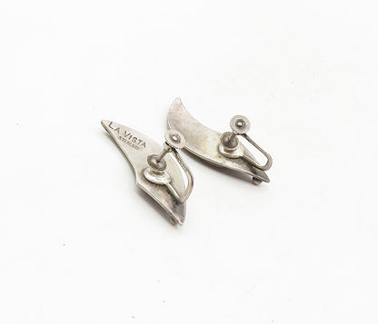 LA VISTA 925 Silver  Vintage Blue Jasper Oxidized Non Pierce Earrings  EG4810