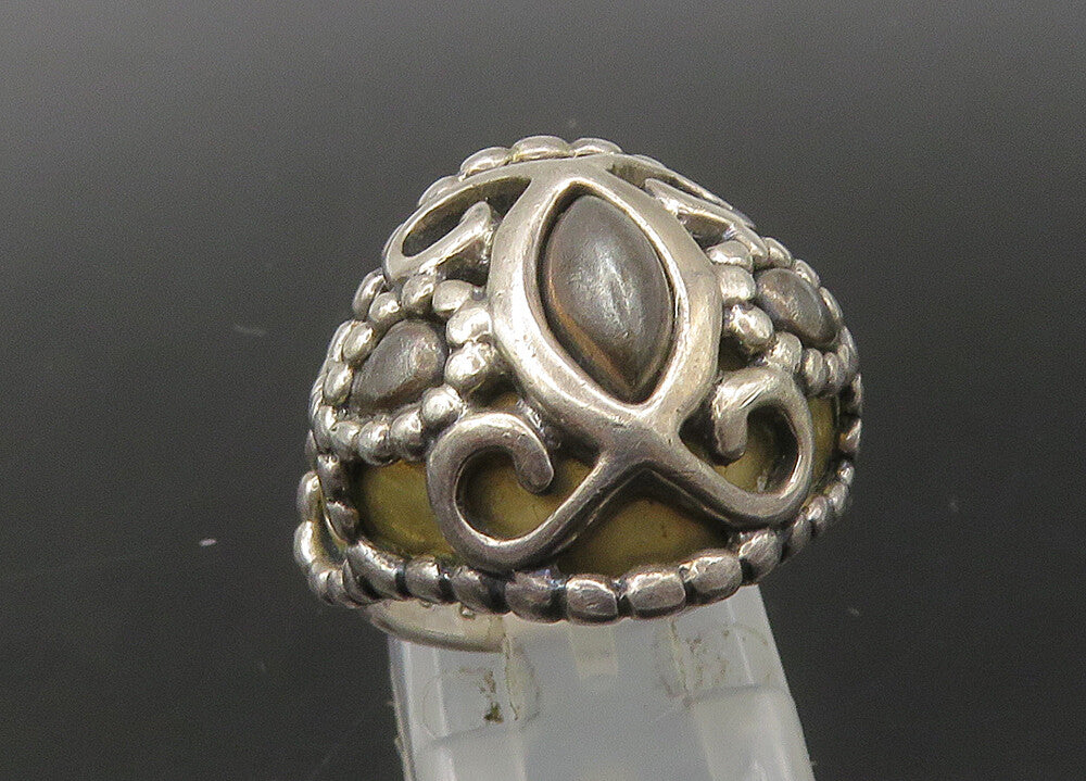 CAROLYN POLLACK 925 Silver  Vintage 2 Tone Swirl Dome Band Ring Sz 6  RG22021