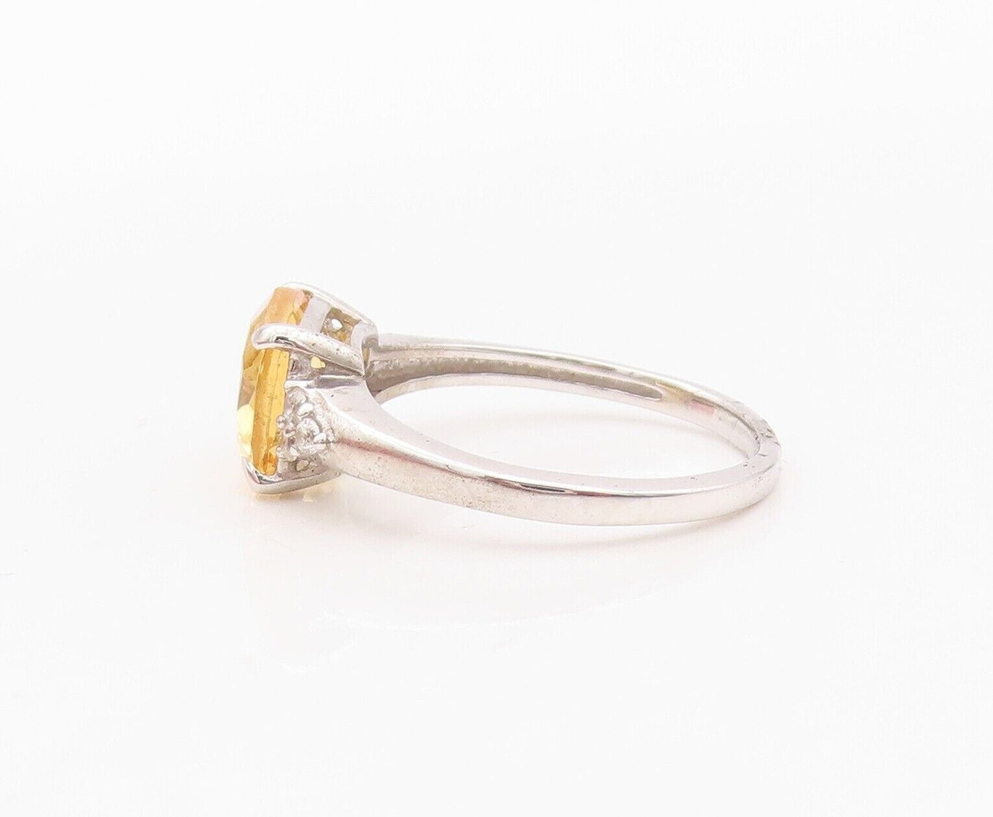 925 Sterling Silver Vintage Ring Square Citrine & Topaz Inlay  Sz 7  RG29997