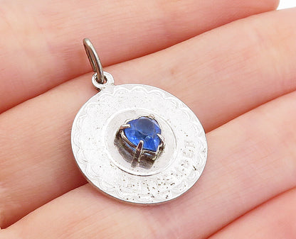 SPENCER 925 Sterling Silver  Vintage Blue Topaz September Pendant  PT3194