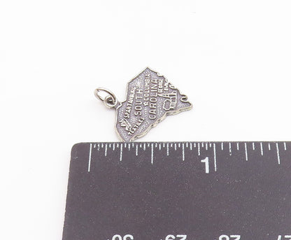 925 Sterling Silver  Vintage South Carolina Map Souvenir Pendant  PT20461
