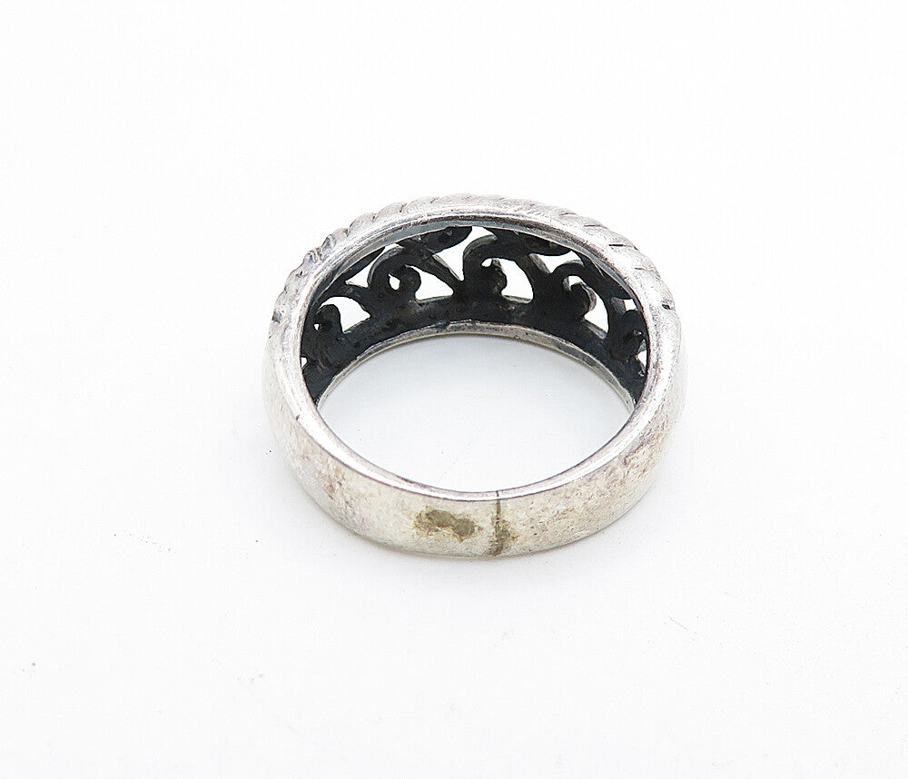 925 Sterling Silver  Vintage Open Swirl Vine Dome Shiny Band Ring Sz 7  RG5570