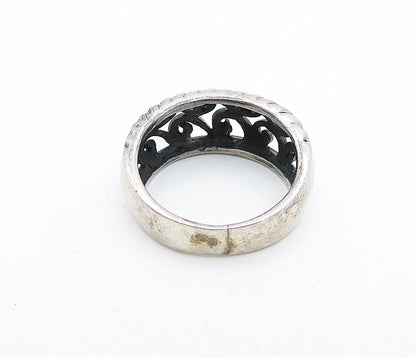 925 Sterling Silver  Vintage Open Swirl Vine Dome Shiny Band Ring Sz 7  RG5570