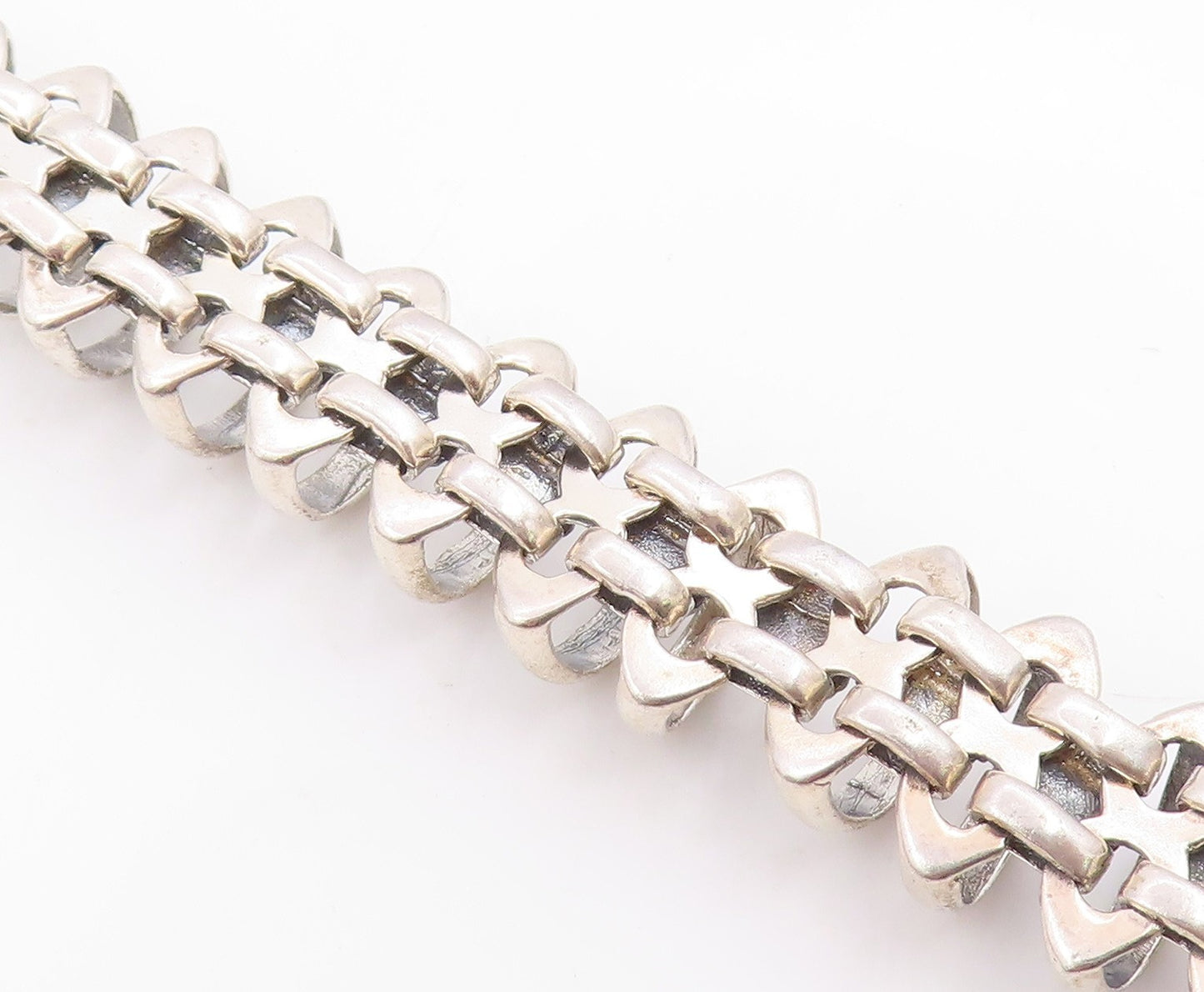 925 Sterling Silver Vintage Bracelet SILPADA Classic Textured Disc Link  BT12072