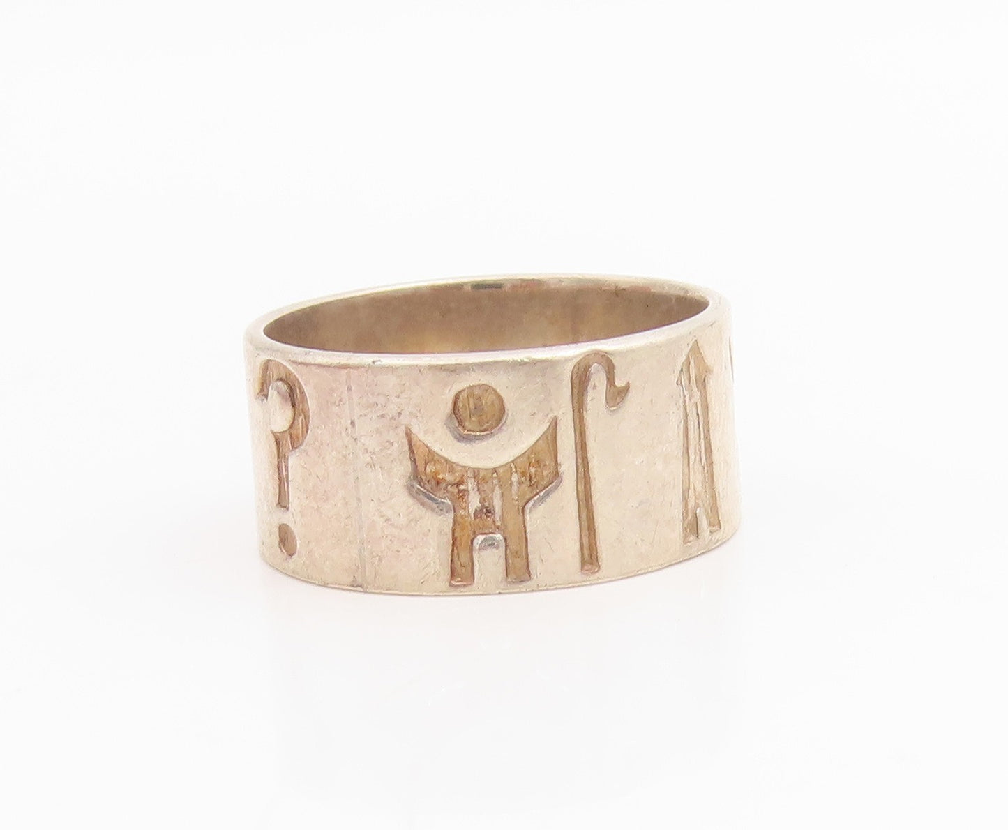925 Sterling Silver Vintage Ring IRELAND Historical Symbols Band  Sz 8  RG34770