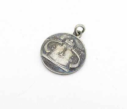 925 Sterling Silver Vintage Antique Oxidized Pope Vatican Pendant PT4415