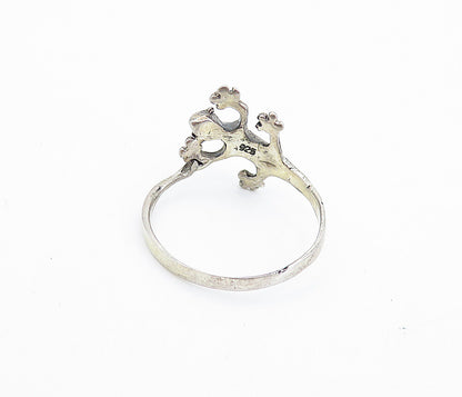 925 Sterling Silver  Vintage Crawling Lizard Motif Band Ring Sz 10.5  RG7445