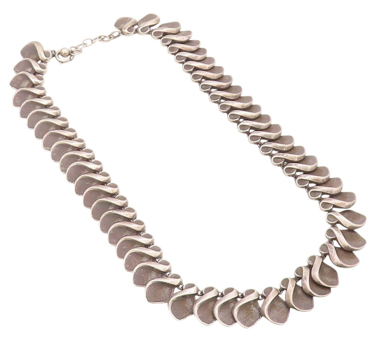 925 Sterling Silver Vintage Necklace DENMARK Dark Tone Designer Cut Band NE4500