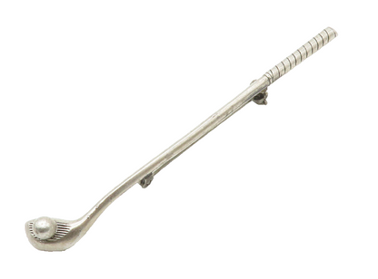 BEAU 925 Sterling Silver  Vintage Golf Club & Ball Sports Brooch Pin  BP5607