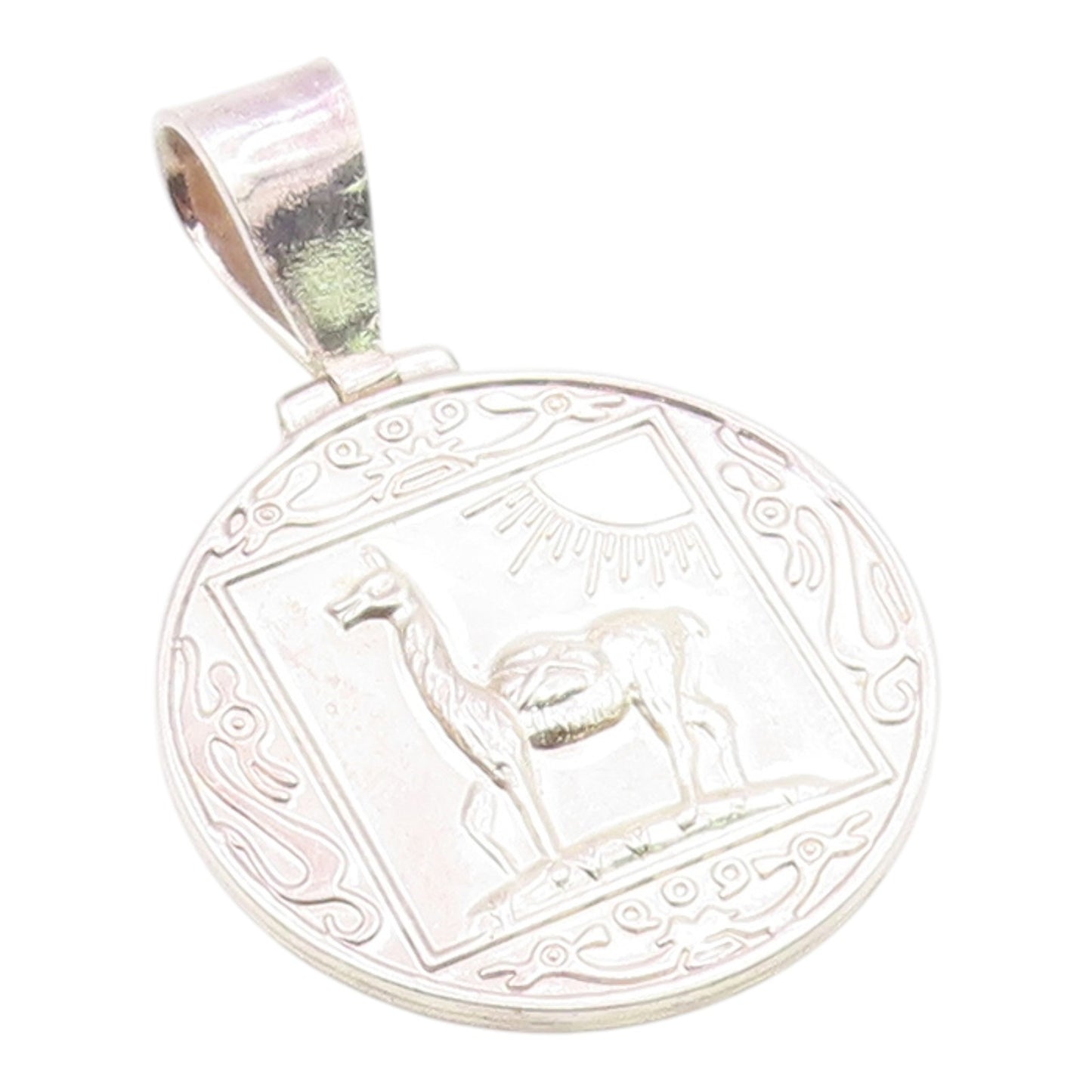 925 Sterling Silver Vintage Desert Egypt Hieroglyphics Tribe Pendant PT20830