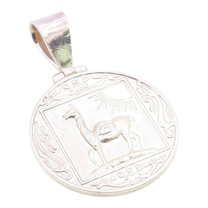 925 Sterling Silver Vintage Desert Egypt Hieroglyphics Tribe Pendant PT20830