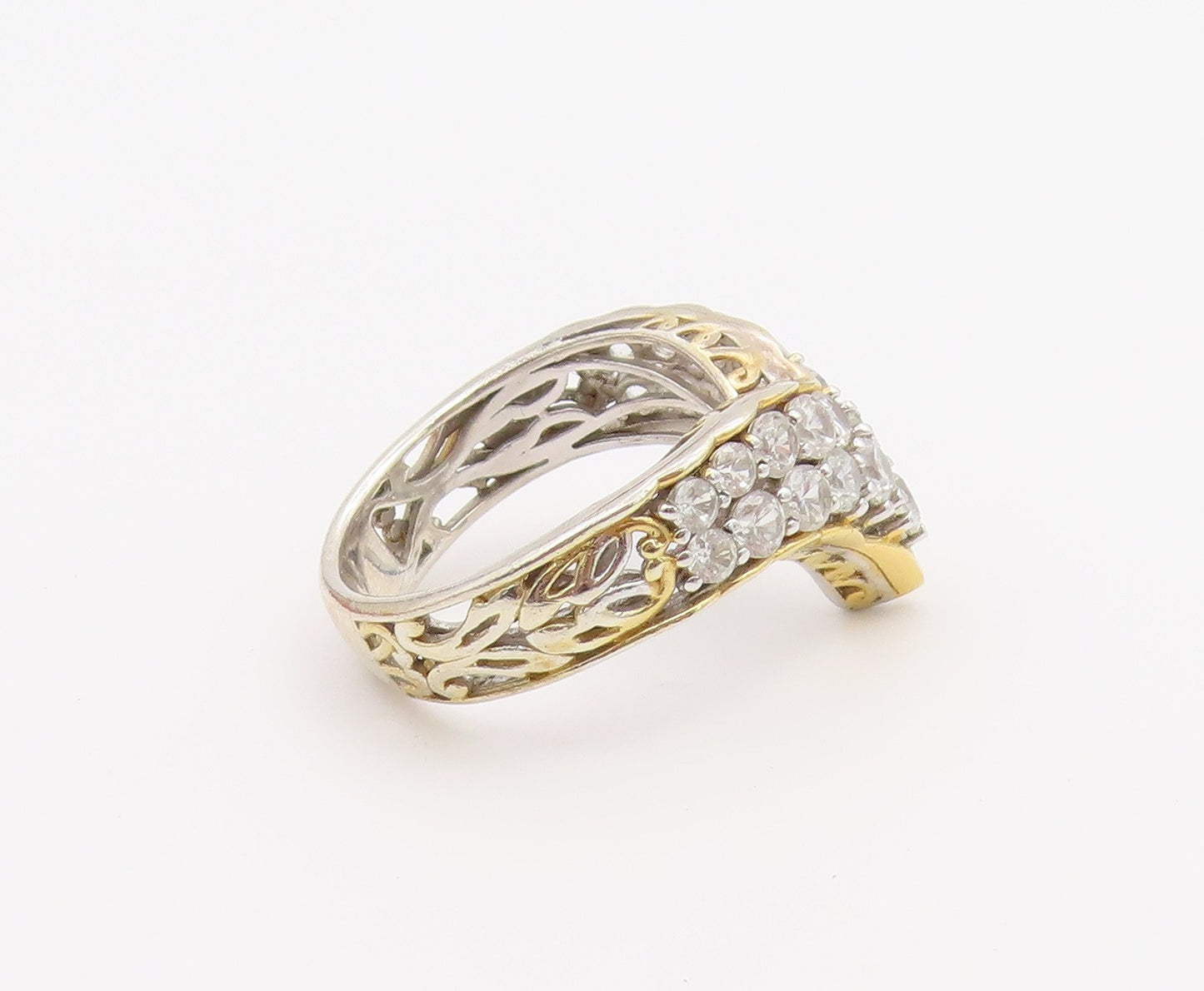 925 Sterling Silver Vintage Ring MICHAEL VALITUTTI CZ V Shape Band Sz 10 RG36521
