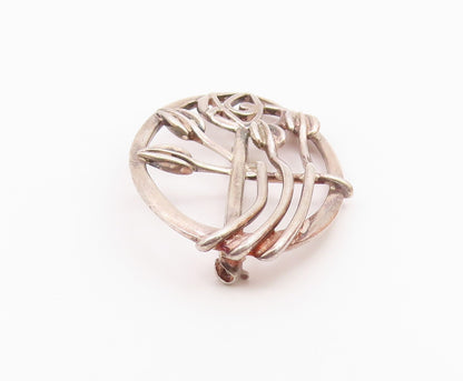 CJL IRELAND 925 Silver  Vintage Openwork Flower Design Brooch Pin  BP9872