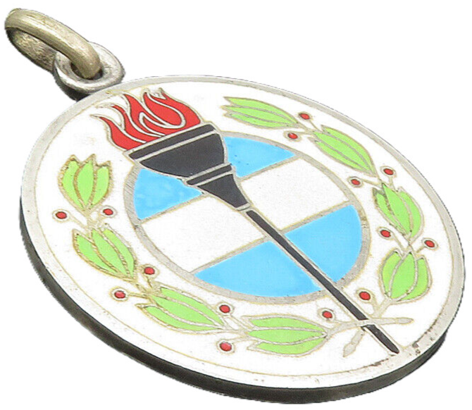 925 Sterling Silver  Vintage Enamel Coated Buenos Aires Drop Pendant  PT7677