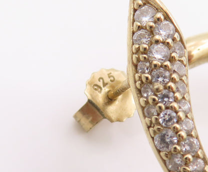 925 Sterling Silver Vintage Earrings Gold Plated CZ Classic Twisted Stud EG13796