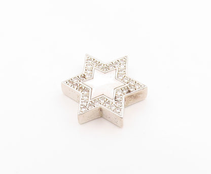 925 Sterling Silver Vintage Pendant CZ Solid Celestial Hexagram Charm  PT26077