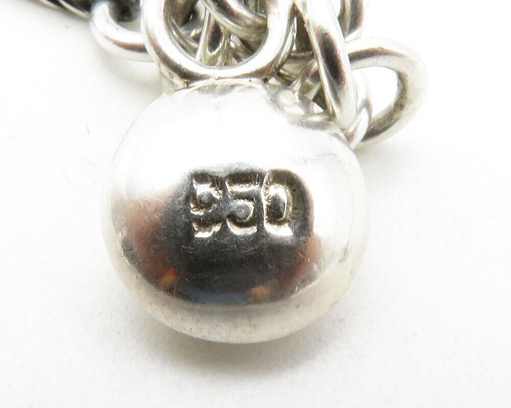 925 Sterling Silver  Vintage Shiny Open Geometric Wheat Chain Necklace  NE2117