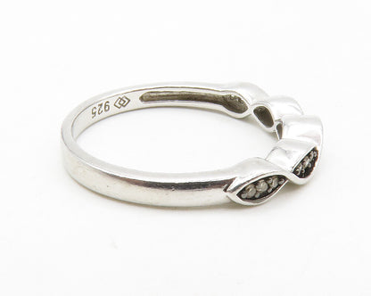 925 Sterling Silver  Genuine Diamonds Infinity Swirl Band Ring Sz 6  RG13395