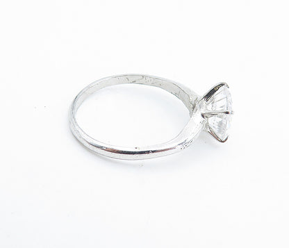 UNCAS 925 Sterling Silver  Prong Set Topaz Shiny Solitaire Ring Sz 8  RG7379