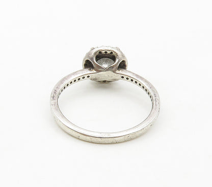 PANDORA 925 Silver  Vintage Cubic Zirconia Solitaire Accent Ring Sz 7  RG16551