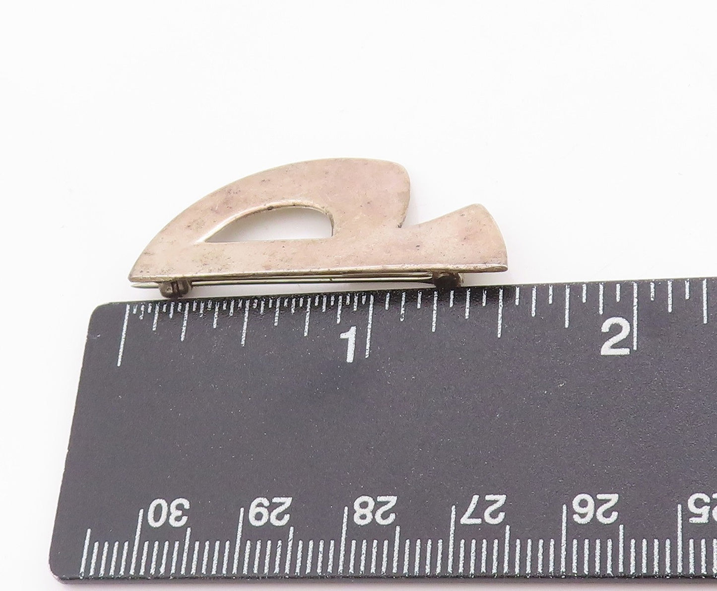 925 Sterling Silver Vintage Brooch Letter P Calligraphy Cut Out Design  BP11825