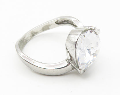 925 Sterling Silver  Cubic Zirconia Love Heart Cocktail Ring Sz 9  RG10631
