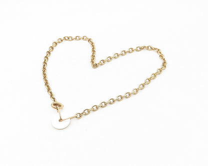 GUESS 925 Sterling Silver White Onyx Shiny Gold Plated Chain Necklace NE2930
