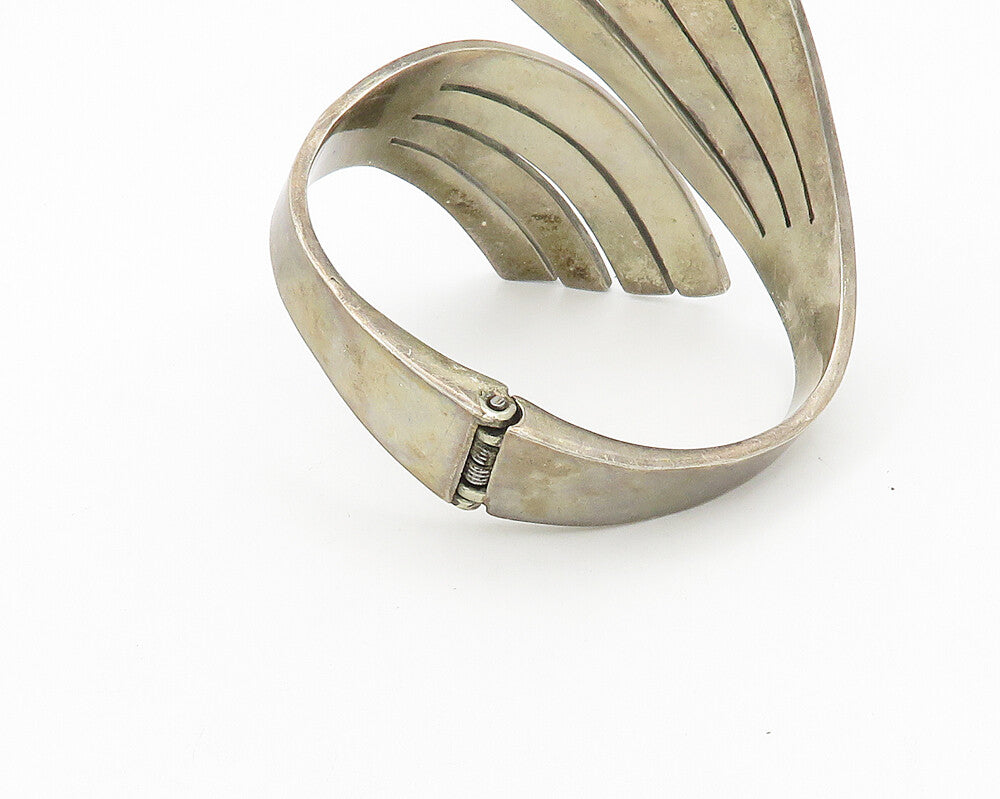 MEXICO 925 Sterling Silver  Vintage Modernist Bypass Cuff Bracelet  BT7295